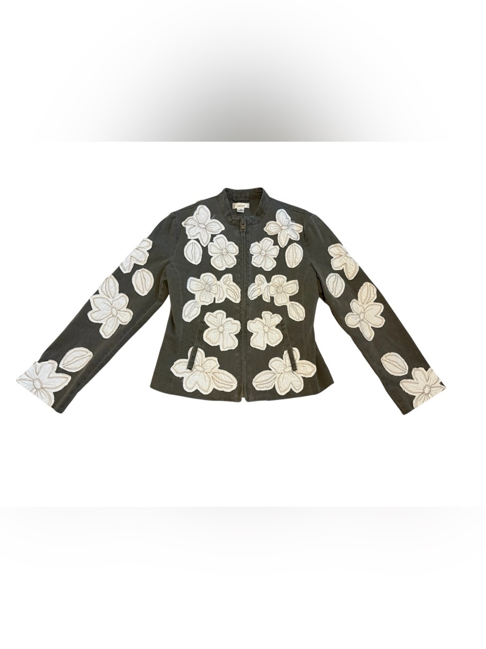 Tyler Boe Green Kahaki Embroidered Flower Jacket Size 6
